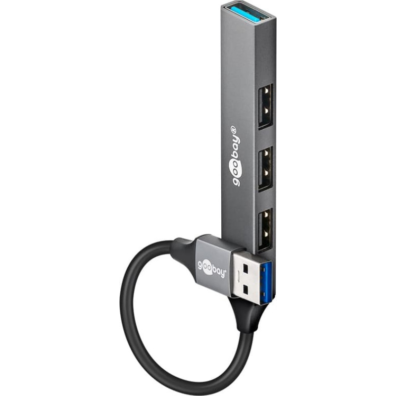 Goobay Slim 4-Port USB Hub, USB-A to USB-A, 5 Gbit/s | 74456