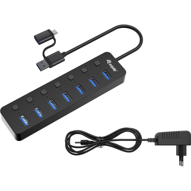 Equip 7-Port USB-A3.2-Hub->7xUSB-A 3.2 +USB-C Adapter  5Gbps