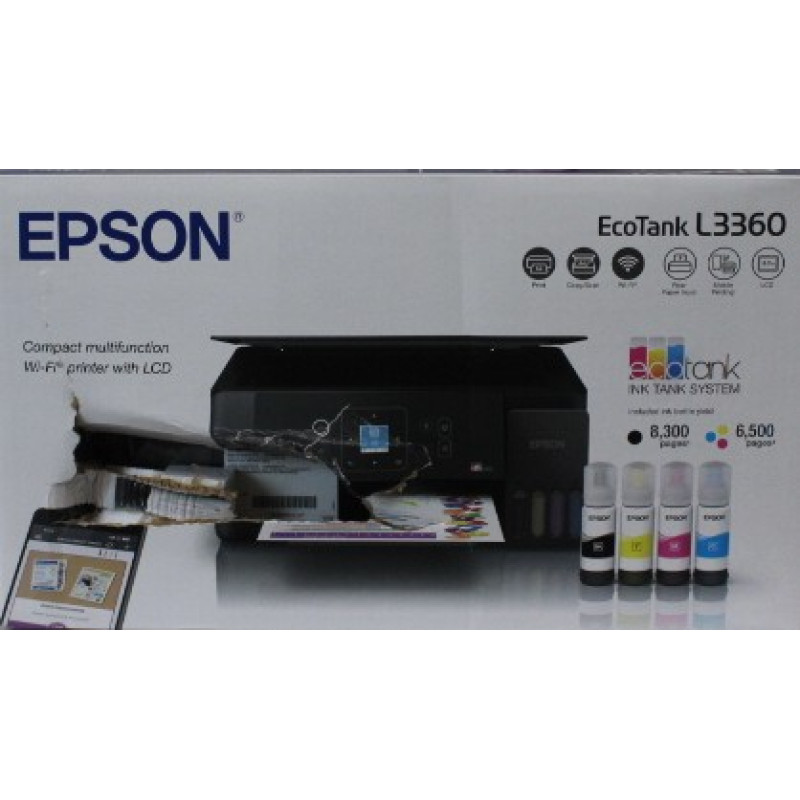 Epson EcoTank L3360 Multifunctional Printer |  | Epson EcoTank | L3360 | Inkjet | Colour | Multifuction Printer | A4 | Wi-Fi | Black | DAMAGED PACKAGING