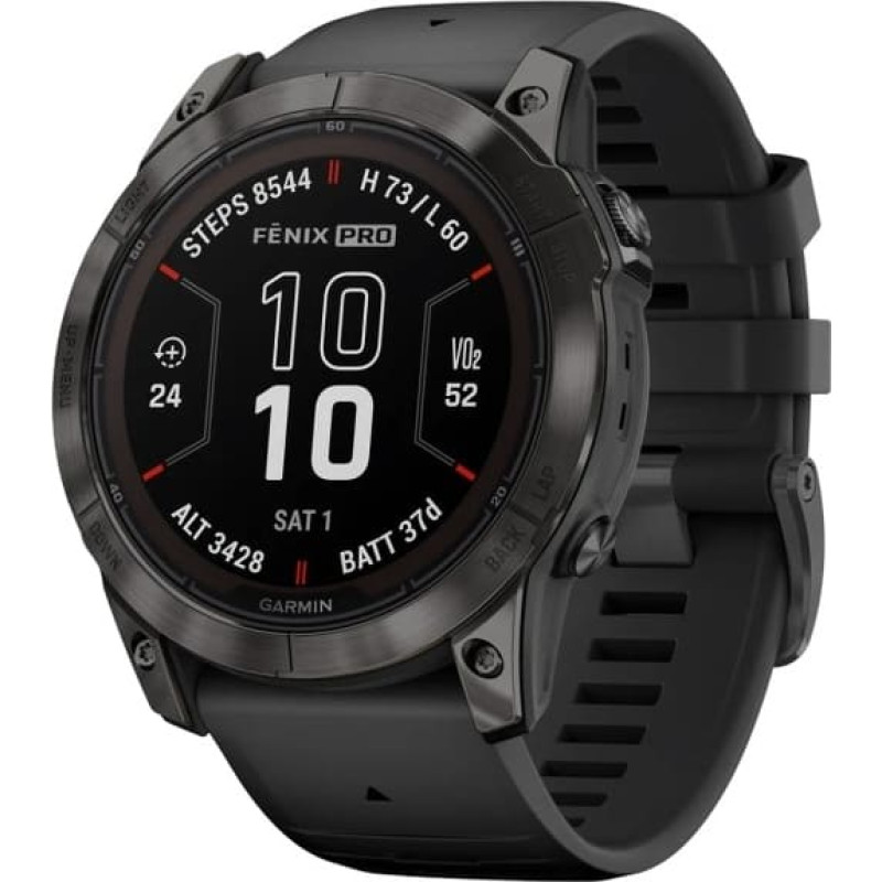 Garmin - Fenix 7X Pro Sapphire Solar Edition W/ Black Band