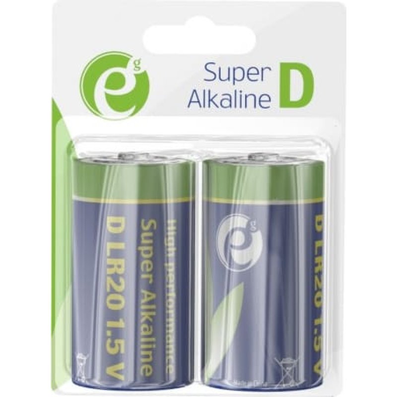 Gembird Alkaline battery LR20, 1.5V, 2 pieces