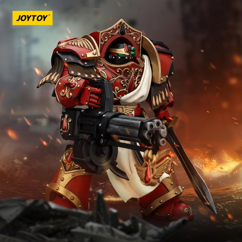 JOYTOY - Warhammer The Horus Heresy Action Figure 1/18 Blood Angels Crimson Paladins Squad Crimson Paladin With Iliastus Assault Cannon (14cm)