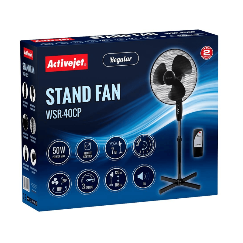 Activejet Regular WSR-40C buitinis ventiliatorius Juoda, Sidabras