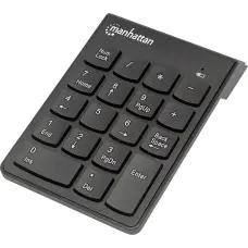 Manhattan Numeric Keypad, Wireless (2.4GHz), USB-A Micro Receiver, 18 Full Size Keys, Black, Membrane Key Switches, Auto Power Management, Range 10m, AAA Battery (included), Windows and Mac, Three Year Warranty