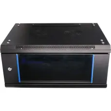 Extralink Wall cabinet 4U 600x450 black glass door