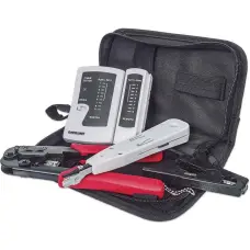 Intellinet 4-Piece Network Tool Kit, 4 Tool Network Kit Composed of LAN Tester, LSA punch down tool, Crimping Tool and Cut and Stripping tool