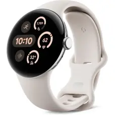 Google - Pixel Watch 3 41mm 4G Polished Silver/Porcelain