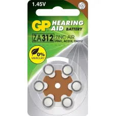 GP ZA312F-D6 ZINC AIR BUTTON CELL 1.45V