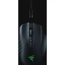 Razer Naga V2 Pro, Wireless Gaming Mouse, True 30000 dpi, Focus Pro 30K Optical Sensor, Gen-3 Optical Mouse Switches, 10/14/20 programmable buttons, Razer Speedflex Cable USB Type C, 90-million Clicks