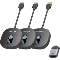Unitek Bezprzewodowy transmiter HDMI 1080p, 1 nadajnik + 2 odbiorniki, czarny